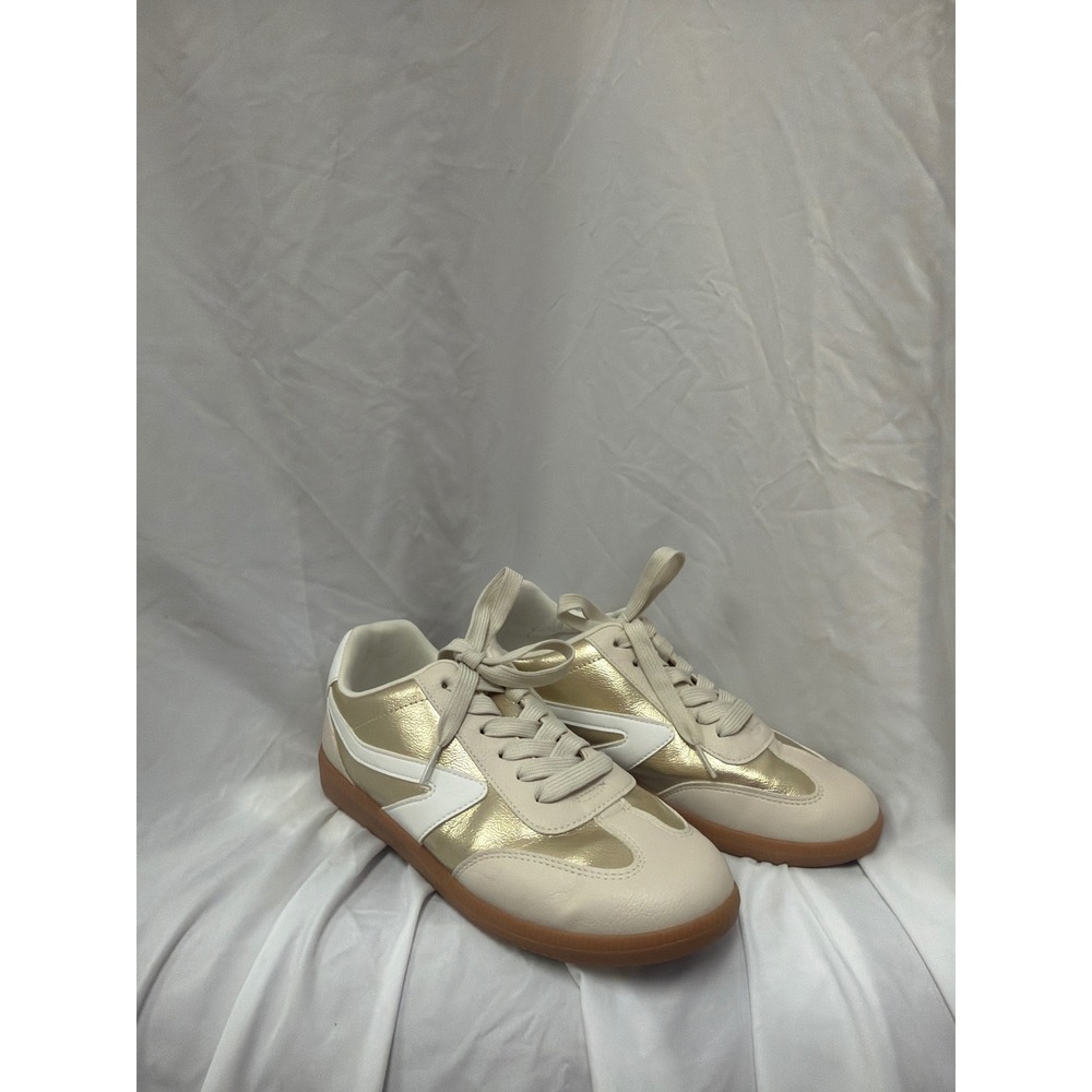 DV Dolce Vita Quantum Cream Gold Metallic Lace Up Sneakers Womens 7.5